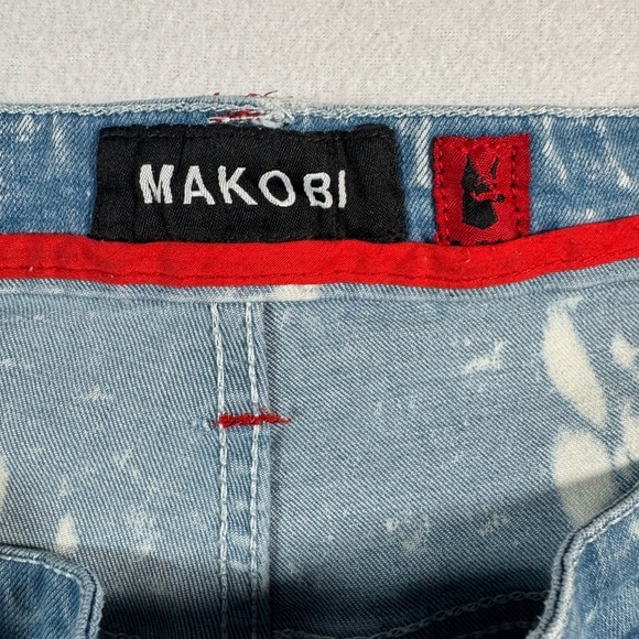 Makobi Jeans Mens 46 Blue Skinny Moto Distressed High Rise Stretch - Picture 6 of 13